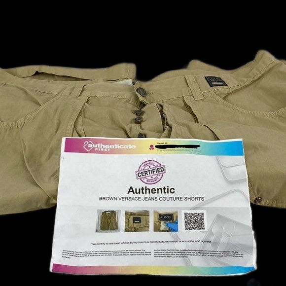 Khaki Versace Shorts w/ COA - Size 40 - Picture 6 of 7